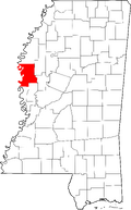 Map of Mississippi highlighting Washington County