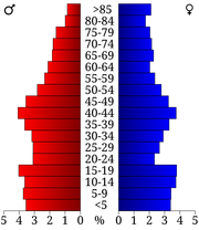 USA Nobles County, Minnesota age pyramid