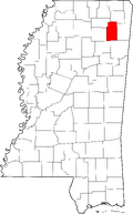Map of Mississippi highlighting Lee County