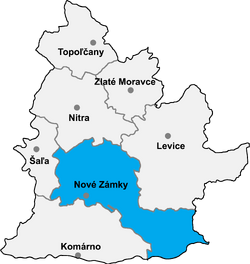 Location of Nové Zámky District in Nitra Region