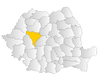 Map of Romania highlighting Alba County
