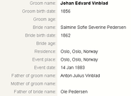 1883 marriage in Oslo on January 14, 1883 in index