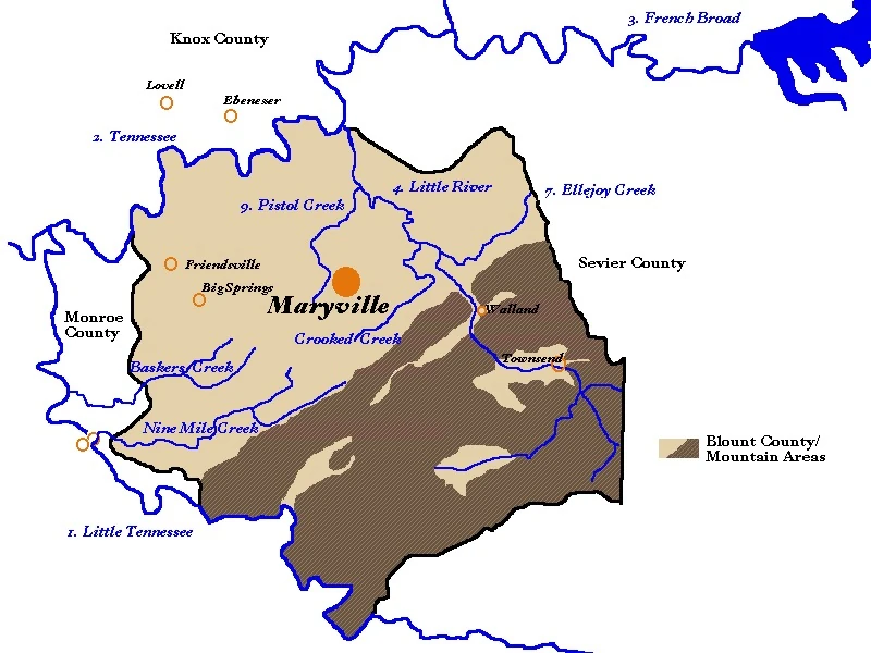 Schematic Map of Blount County, Tennessee Familypedia Fandom