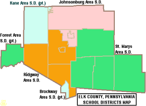 Map of Elk County, Pennsylvania School Districts