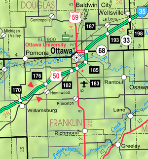 Map of Franklin Co, Ks, USA