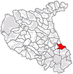 Location of Suraia in Vrancea County