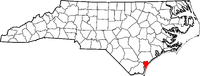 Map of North Carolina highlighting New Hanover County