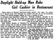 1927 robbery at Walton's lunchroom