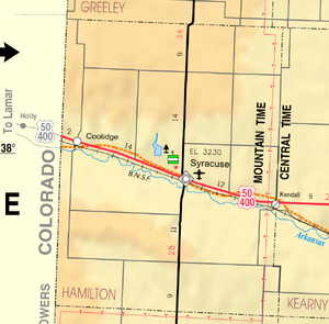 Map of Hamilton Co, Ks, USA