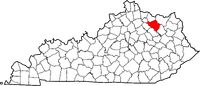 Map of Kentucky highlighting Fleming County