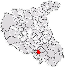 Location of Dumbrăveni in Vrancea County