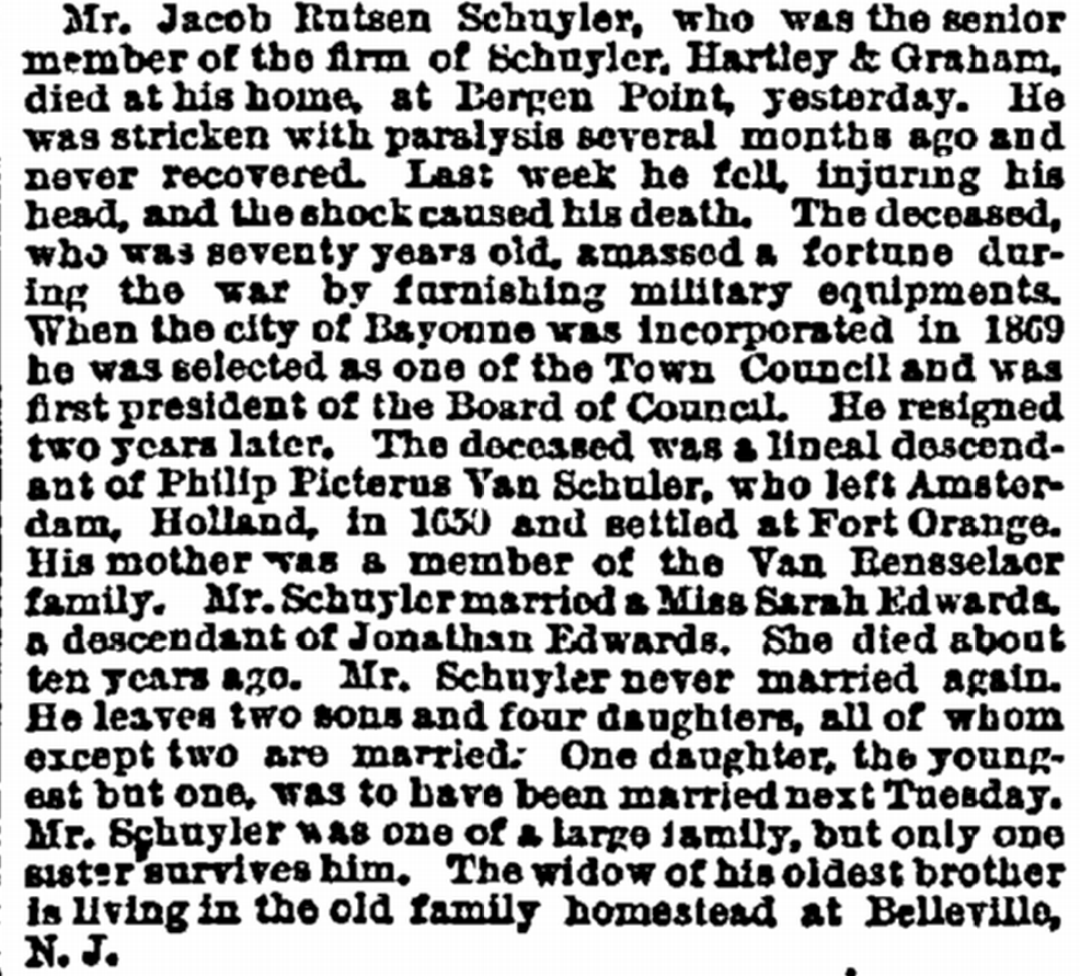Jacob Rutsen Schuyler (1816-1887) death.png