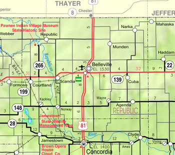 Map of Republic Co, Ks, USA