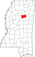 Map of Mississippi highlighting Webster County