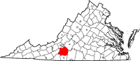 Map of Virginia highlighting Franklin County
