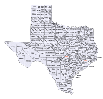 Texas counties map