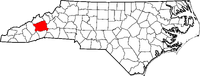 Map of North Carolina highlighting Buncombe County