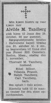 Tandberg-Alvilde 1933 funeral