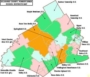 Map of Delaware County Pennsylvania School Districts