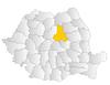 Map of Romania highlighting Harghita County