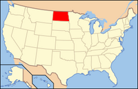 Map of the U.S. highlighting North Dakota