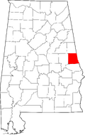 Map of Alabama highlighting Chambers County