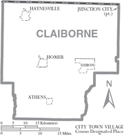 Map of Claiborne Parish Louisiana With Municipal Labels