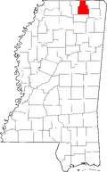 Map of Mississippi highlighting Tippah County