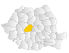 Map of Romania highlighting Sibiu County