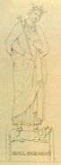 Drawing of the statue of William at Saint-Etienne abbey in Caen.