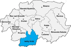 Location of Veľký Krtíš District in Banská Bystrica Region