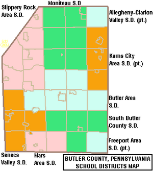 Map of Butler County Pennsylvania School Districts