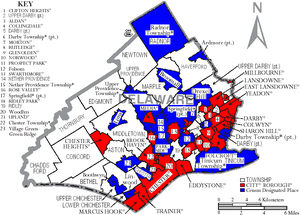 Map of Delaware County Pennsylvania With Municipal and Township Labels