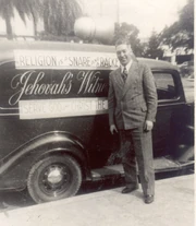 Ted and his Jehovah's Witnesses mobile recruiting van.