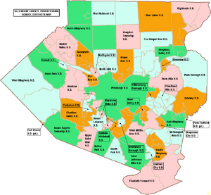 Map of Allegheny County Pennsylvania School Districts