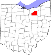 Map of Ohio highlighting Medina County
