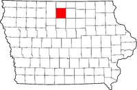 Map of Iowa highlighting Hancock County
