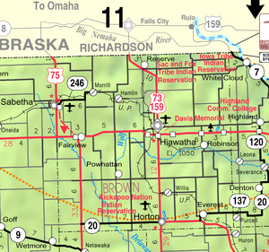 Map of Brown Co, Ks, USA