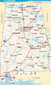 Map of Alabama terrain NA