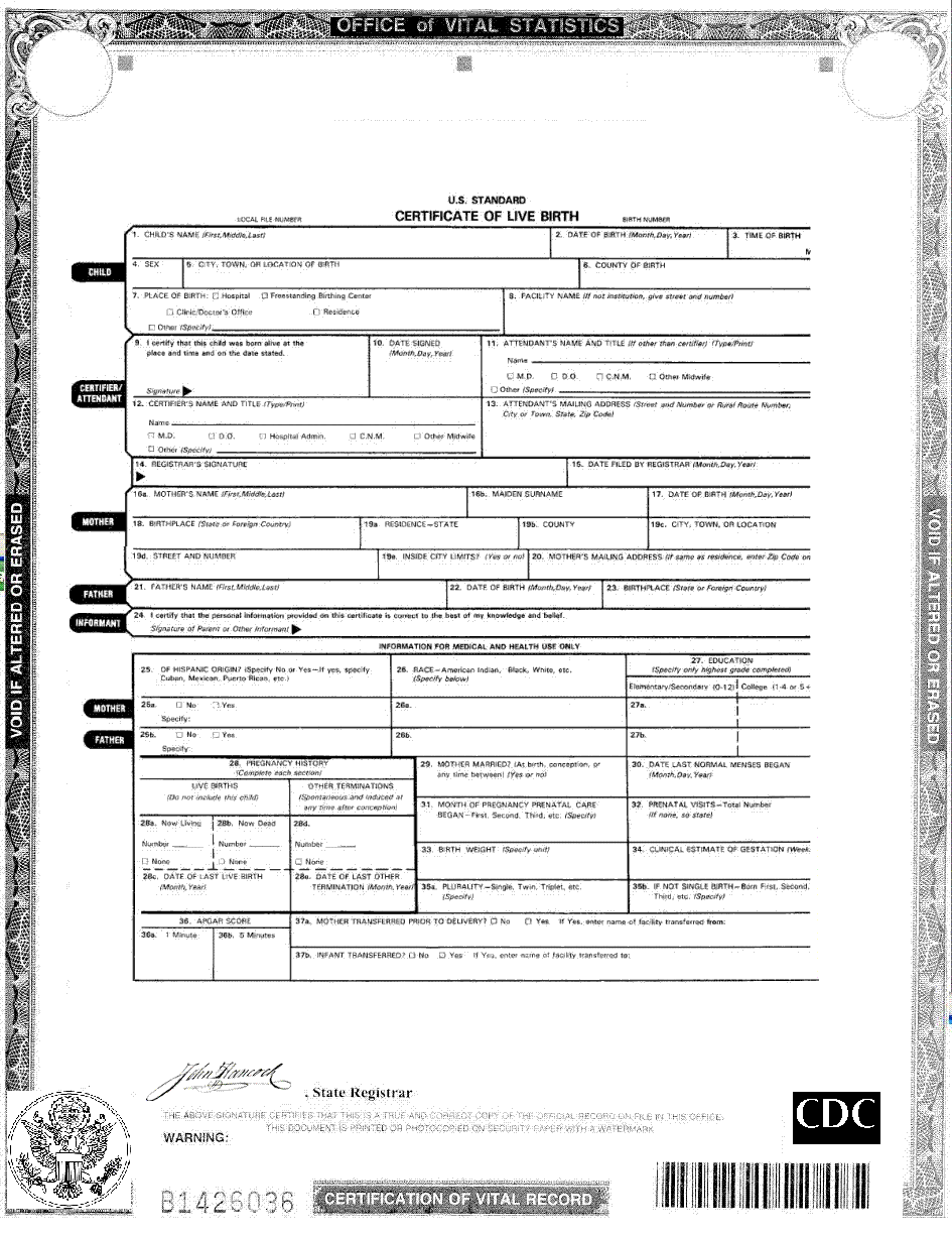 Birth Certificate Familypedia Fandom