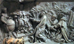 Detail of the tomb of Pope Gregory XIII celebrating the introduction of the Gregorian Calendar.