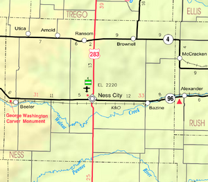 Map of Ness Co, Ks, USA