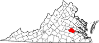 Map of Virginia highlighting Chesterfield County