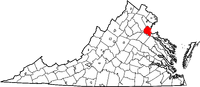 Map of Virginia highlighting Stafford County
