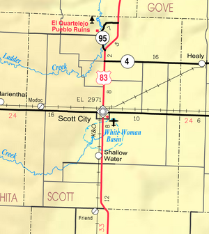 Map of Scott Co, Ks, USA