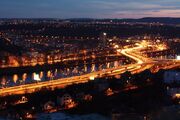 Barrandov bridge at night