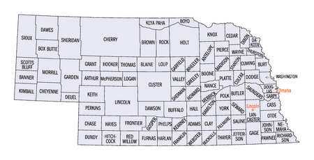 Nebraska counties map