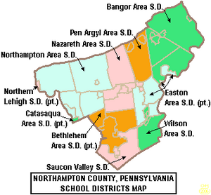 Map of Northampton County Pennsylvania School Districts