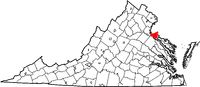 Map of Virginia highlighting King George County