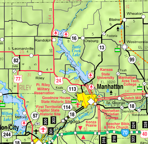 Map of Riley Co, Ks, USA